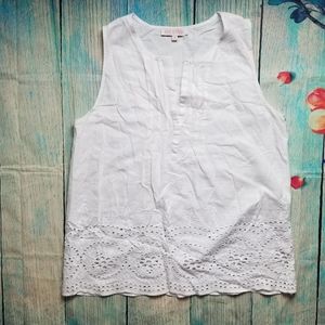 Rose & thyme  white eyelet sleeveless top …